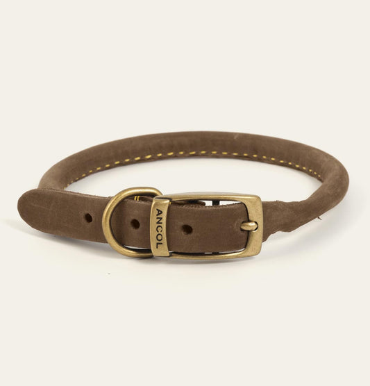 Round Leather Collar – Sable – 28-36cm