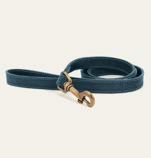 Leather Lead – Blue – 1m
