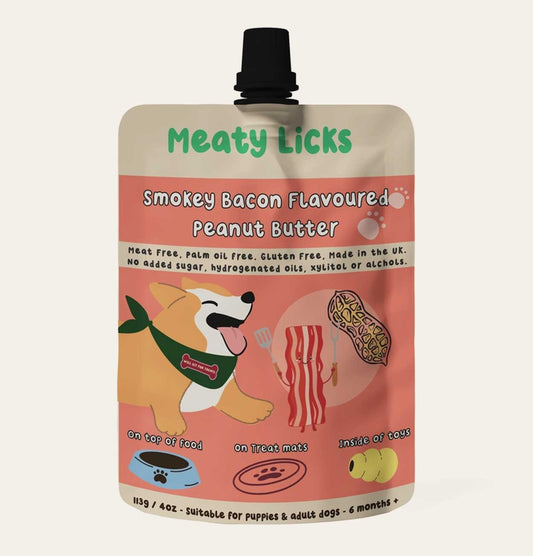 Meaty Licks Smokey Bacon Peanut Butter Pouch For Dogs