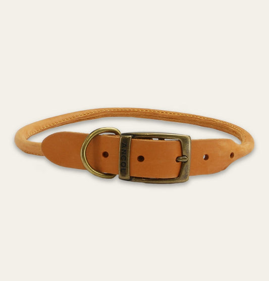 Round Leather Collar – Mustard – 28-36cm