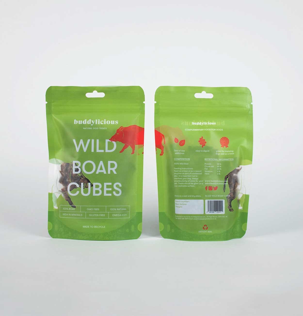 Buddylicious 100% Natural Wild Boar Cubes Dog Treats