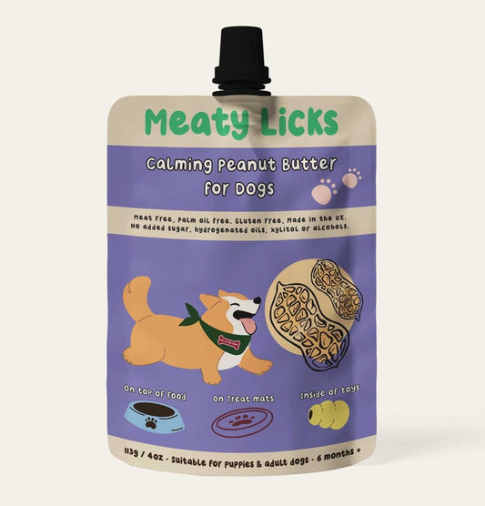 Meaty Licks Calming Peanut Butter Pouch For Dogs